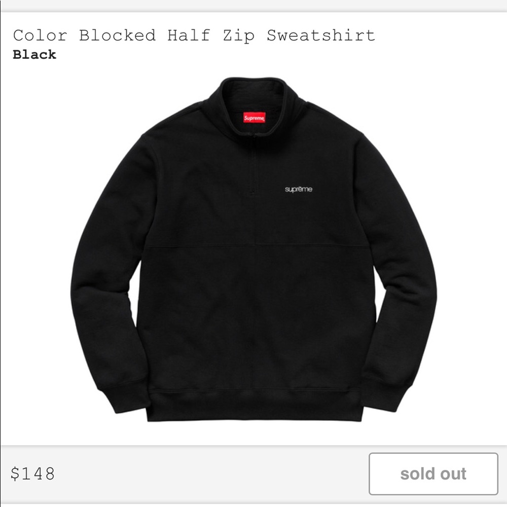 Supreme Color Blocked Half Zip Sweatshirt